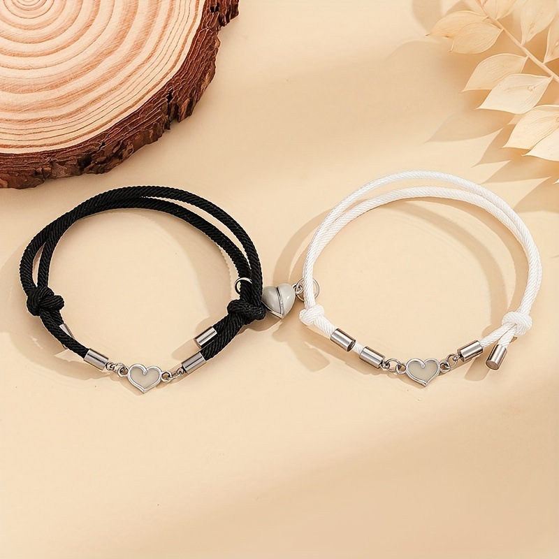 2-Piece Set Couple Bracelets Sun Moon Time Gemstone Bracelets Unisex Handmade Multilayer Braided Leather Bracelets Vintage Punk Style Beaded Woven Bangles Fashion Jewelry Perfect for Valentine's Day
