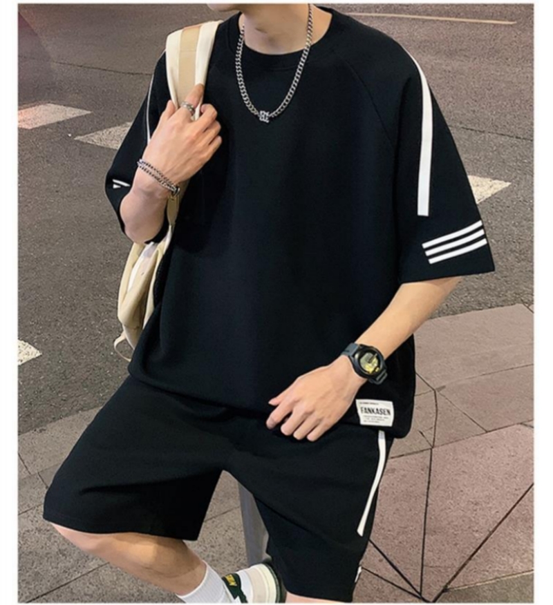 2026 Summer New Men's Niche Design Tie-Dye Seven-Point Sleeve T-Shirt And Shorts Two-Piece Set Fashion Trend Cool Streetwear Loose Plus Size Casual Outfit For Big & Tall Men