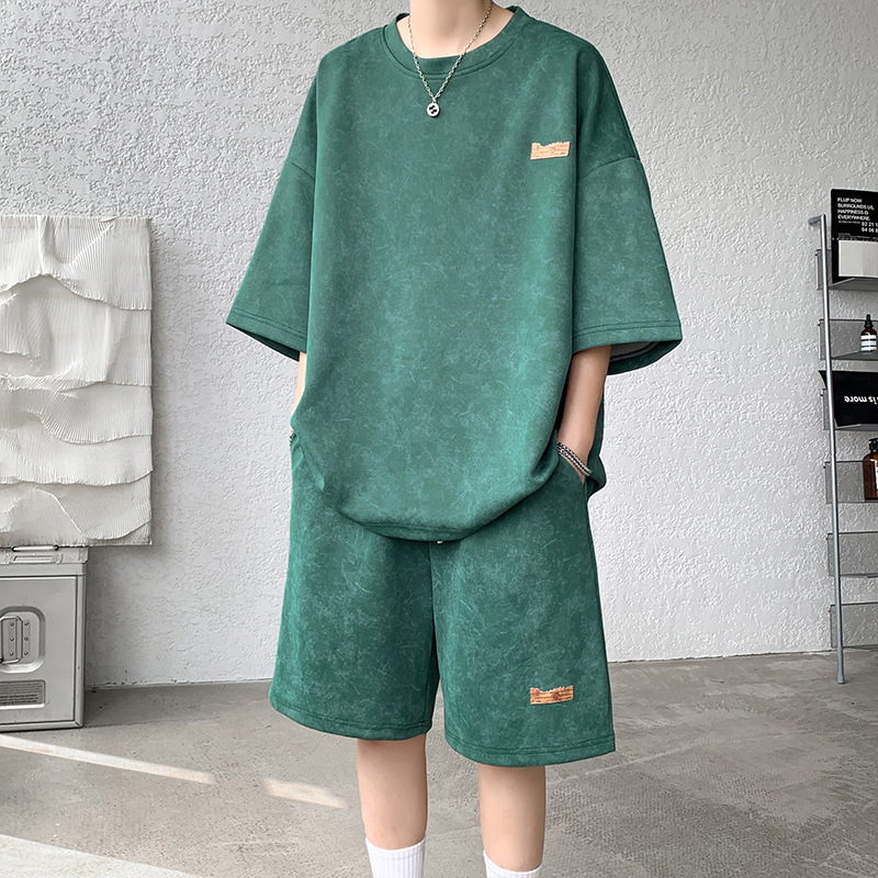 2026 Summer New Men's Niche Design Tie-Dye Seven-Point Sleeve T-Shirt And Shorts Two-Piece Set Fashion Trend Cool Streetwear Loose Plus Size Casual Outfit For Big & Tall Men