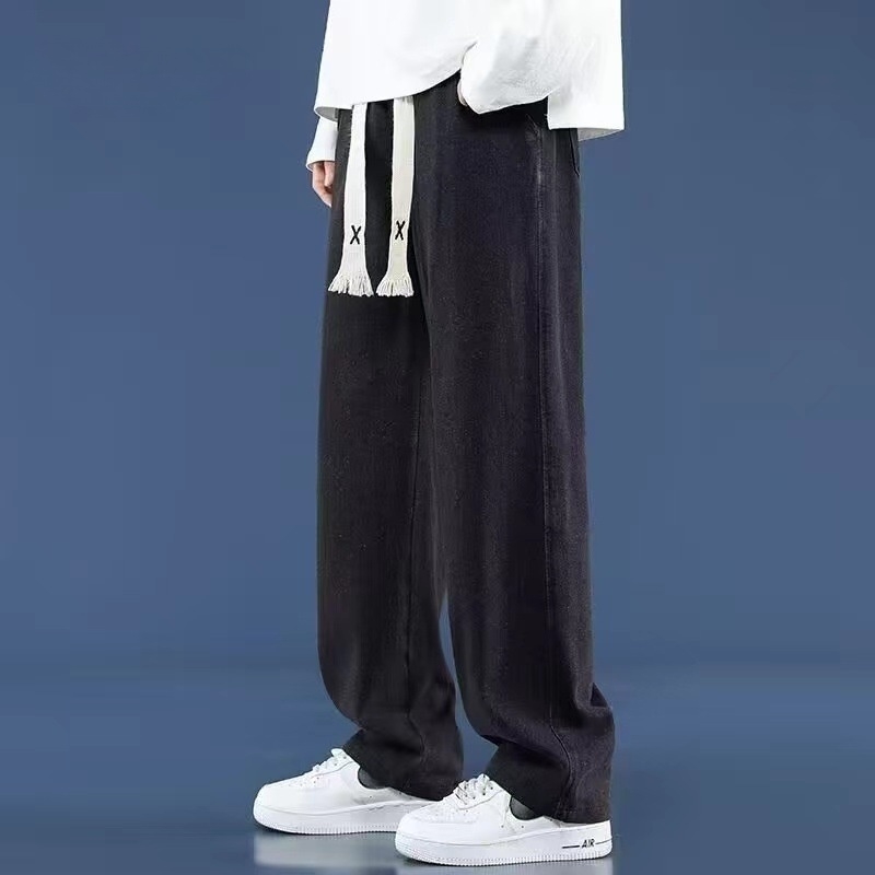 High-end Trendy Men's Jeans Spring Autumn Casual Long Pants Loose American Straight Leg Trousers Fashion Brand Wide Leg Denim Pants for Students Young Men Daily Street Wear