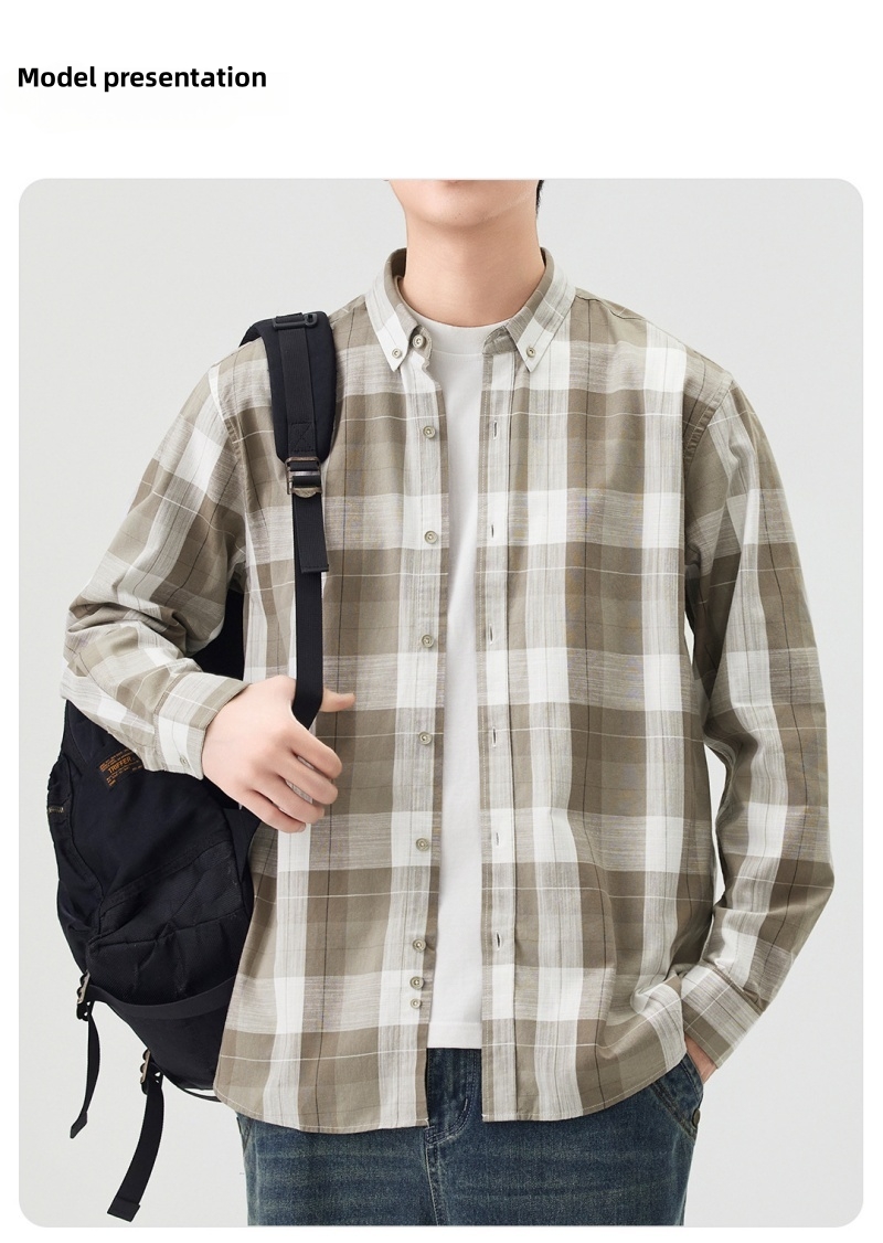 Premium Fashion Black & White Plaid Long Sleeve Shirt for Men Unique Niche Design Vintage Loose Blouse Versatile Casual Outerwear Tops