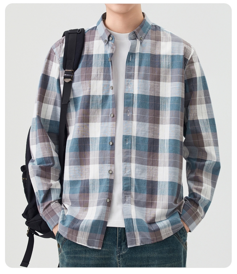 Premium Fashion Black & White Plaid Long Sleeve Shirt for Men Unique Niche Design Vintage Loose Blouse Versatile Casual Outerwear Tops