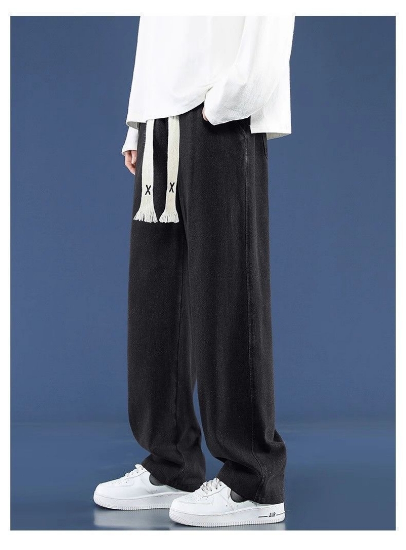 High-end Trendy Men's Jeans Spring Autumn Casual Long Pants Loose American Straight Leg Trousers Fashion Brand Wide Leg Denim Pants for Students Young Men Daily Street Wear