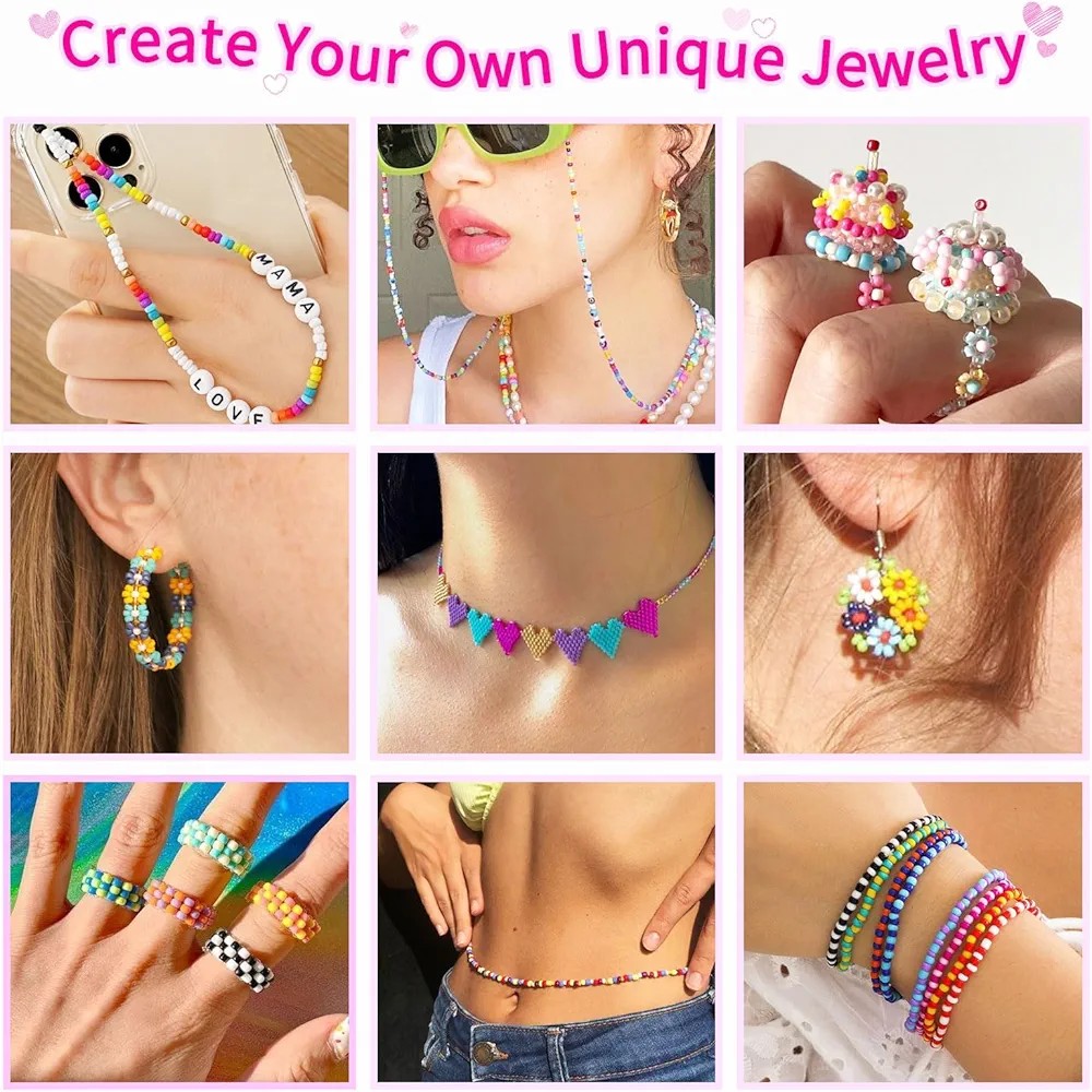 Clay beads different Color kit, for bracelet, different shapes with Charms Kit, letters and Elastic Strings for Jewelry Making Bracelets Necklace,gifts for womens and Girls