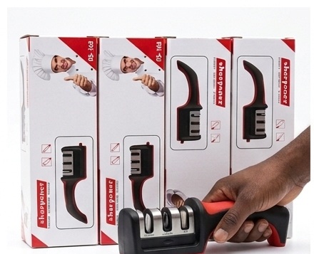 RS-168 Professional 3-Stage Kitchen Knife Sharpener – Manual Grinding Tool for Steel & Ceramic Knives