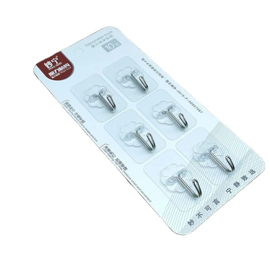 6-Pack Heavy Duty Transparent Adhesive Wall Hooks - Waterproof & Oilproof Nanometer Magic Hooks for Kitchen and Bathroom