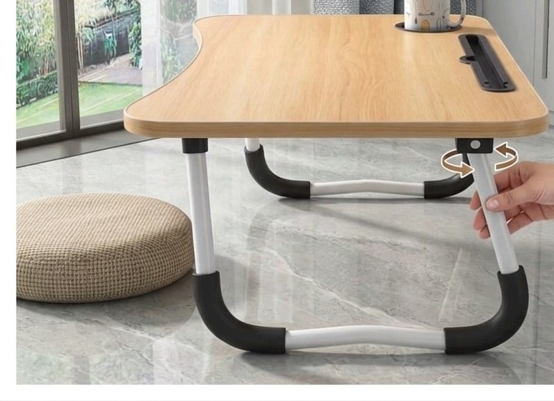 Foldable Laptop Bed Table with Cup Holder & Tablet Slot – Portable Ergonomic Study Desk – Non-Slip Notebook Stand for Sofa, Bed & Floor