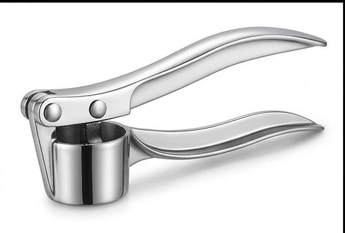 Heavy Duty Stainless Steel Garlic Press – Ergonomic Manual Garlic Crusher & Mincer – Professional Kitchen Ginger Squeezer Tool