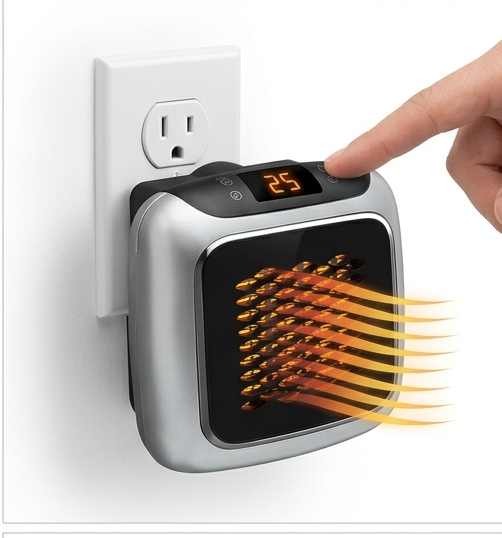 Handy Heater Turbo 800 – 800W Compact Wall-Outlet Space Heater with Programmable Timer
