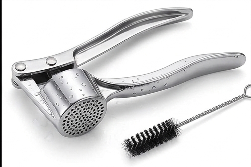 Heavy Duty Stainless Steel Garlic Press – Ergonomic Manual Garlic Crusher & Mincer – Professional Kitchen Ginger Squeezer Tool
