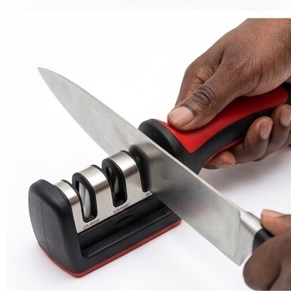 RS-168 Professional 3-Stage Kitchen Knife Sharpener – Manual Grinding Tool for Steel & Ceramic Knives
