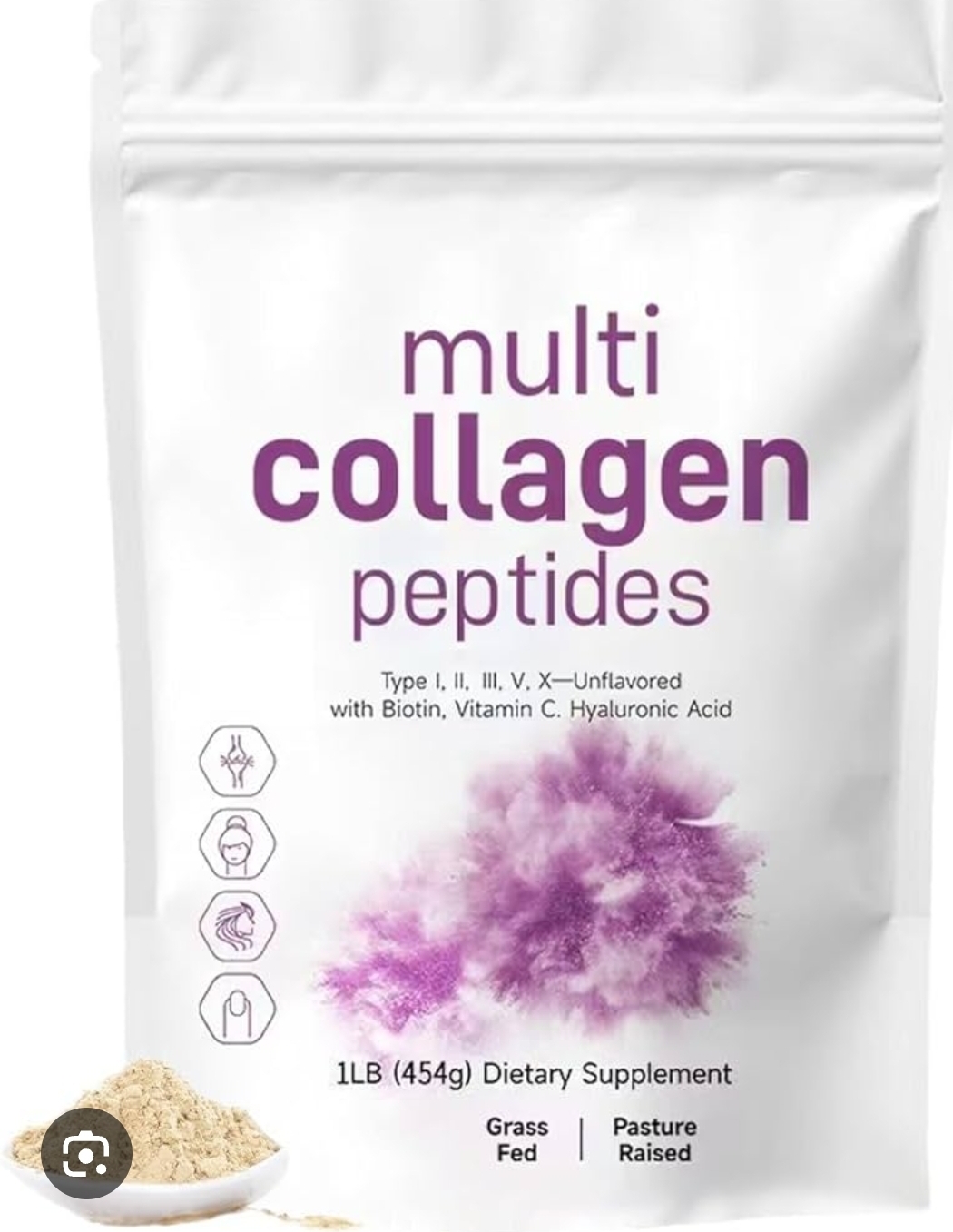 Multi Collagen Peptides Powder with Biotin,Vitamin C,Hyaluronic Acid for Skin,Hair&Nails Advanced high performance structural complex designed to support Dermal Elasticity & systemic radiance