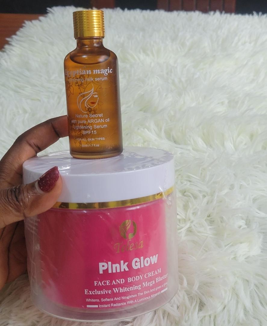 Telesa pink glow face and body cream and Egyptian Magic whitening magic serum  2 in 1 Combo