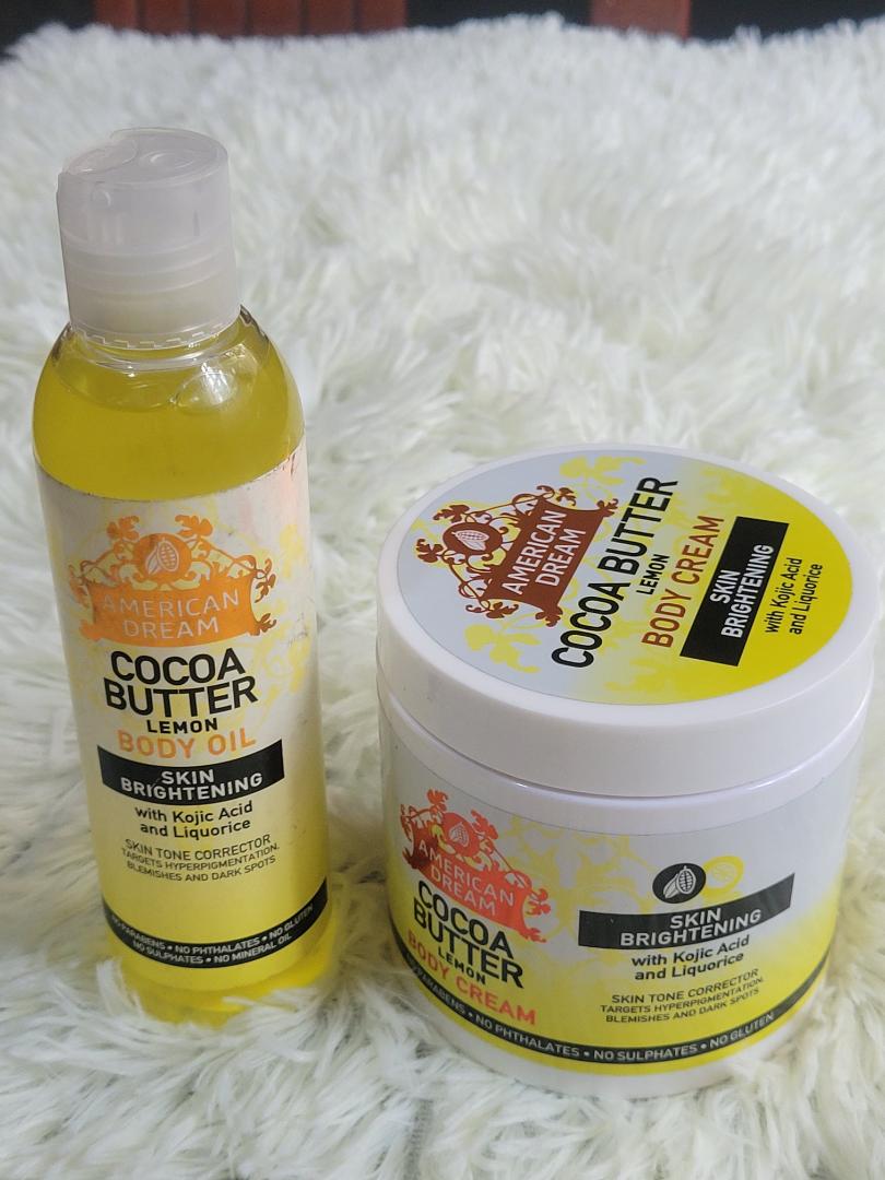 Cocoa Butter body oil and body cream Combo with Lemon & kojic acid & Liquorice skin corrector (500ml cream+200ml body oil)