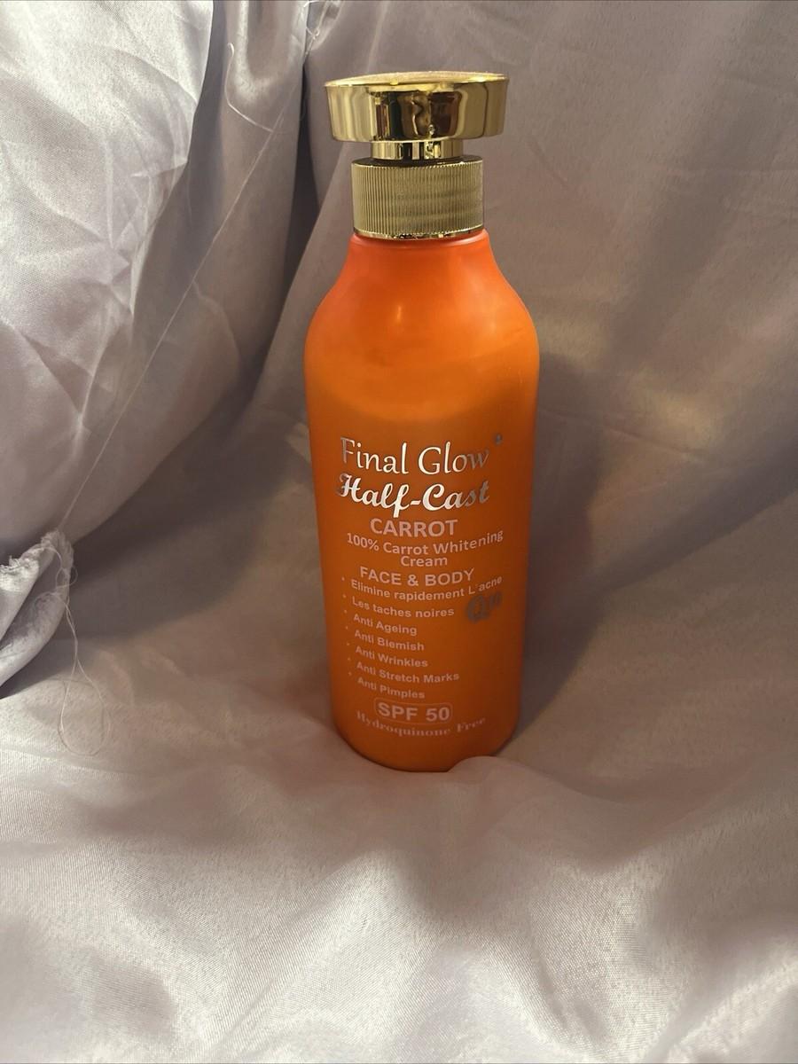 Final Glow Half Cast Carrot Exfoliating Body Wash Gel SPF50 – Brightening Shower Gel With Carrot Extract, Deep Cleansing Skin Lightening Bath Gel, Removes Dark Spots, Acne Marks, Stretch Marks, Smooth