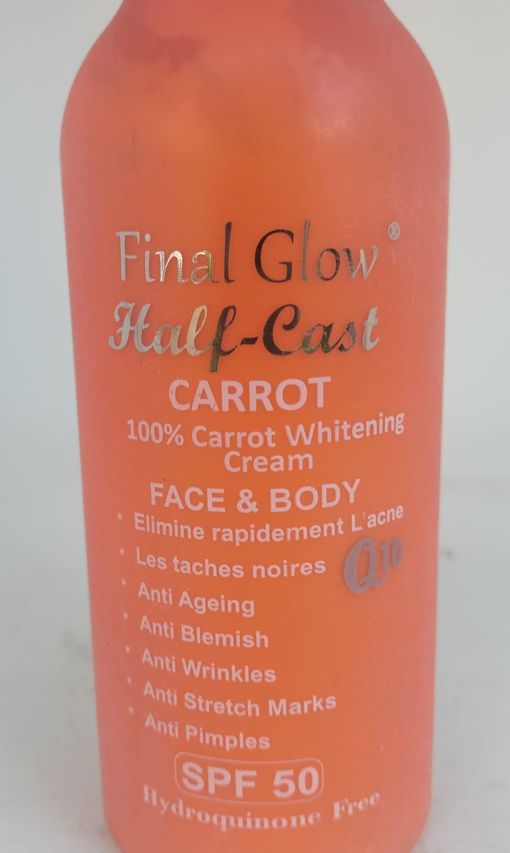 Final Glow Half Cast Carrot Exfoliating Body Wash Gel SPF50 – Brightening Shower Gel With Carrot Extract, Deep Cleansing Skin Lightening Bath Gel, Removes Dark Spots, Acne Marks, Stretch Marks, Smooth