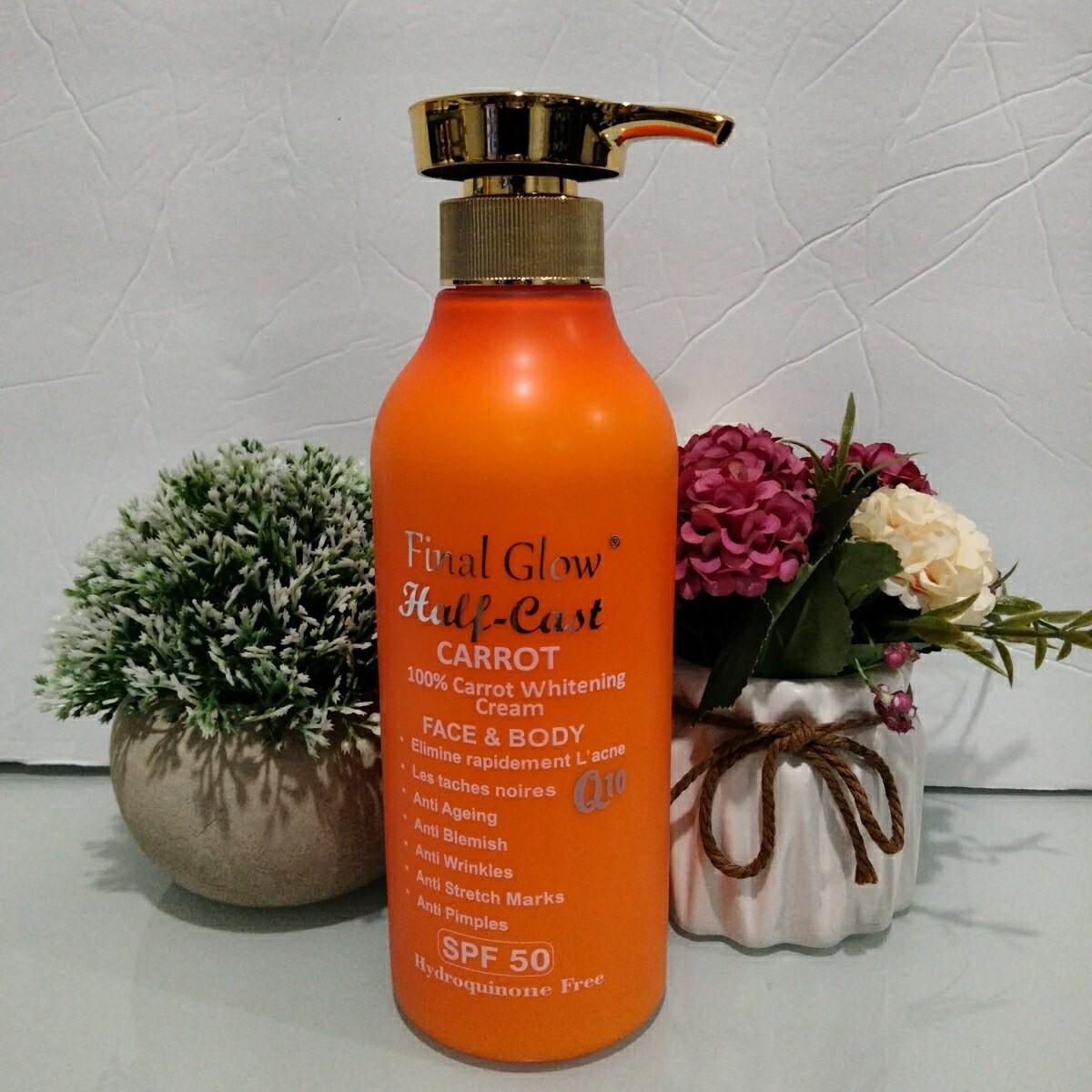 Final Glow Half Cast Carrot Exfoliating Body Wash Gel SPF50 – Brightening Shower Gel With Carrot Extract, Deep Cleansing Skin Lightening Bath Gel, Removes Dark Spots, Acne Marks, Stretch Marks, Smooth