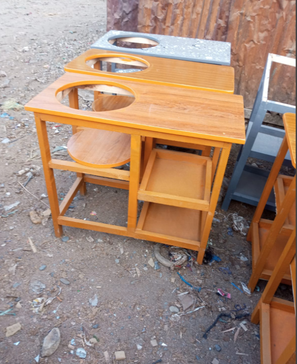 New year sale offer price)Modern strong and classic kitchen table,Wooden strong Kitchen table with racks. suitable for 6KG cooking Meko.as picture