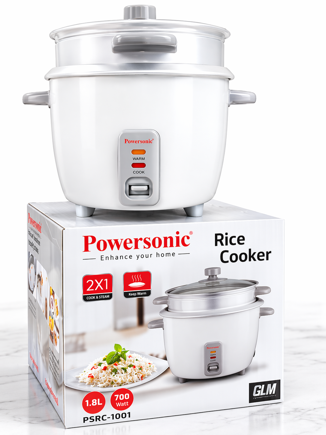 Brand New Powersonic Rice Cooker | 2-in-1 Rice Cooker & Steamer for Everyday Convenience | Cook. Steam. Serve.