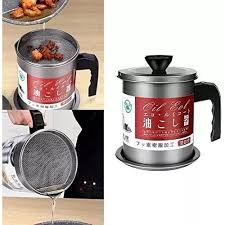 1.4L Strainer Oil Cooking Oil Filter Storage Oil Container Leakage Proof Oil Strainer Kitchen Oil Tank Cooking Oil Stainless-Steel Oil Filter Storage .Designed to remove food particles and impurities.