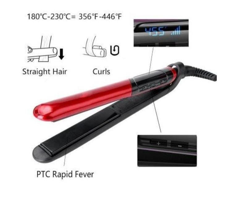 Cronier professional 2in1 ceramic flat iron hair straightener simple operation salon and household use 110-240v heating area 90*30mm power source electric