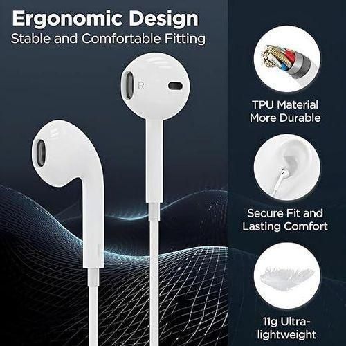 Apple IPhone 15 & 16 Pro Max Type C Earphones In-Ear Wired Headphone Mic & Volume Control Earbuds (15 & 16 Series)