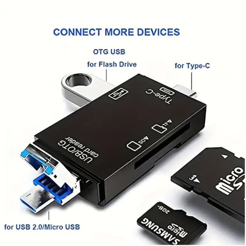 L 6 in 1 OTG Type C Card Reader USB 2.0 TF Micro SD Smart Memory Flash Drive Adapter Micro Phone Accessories Multifunction Card Reader