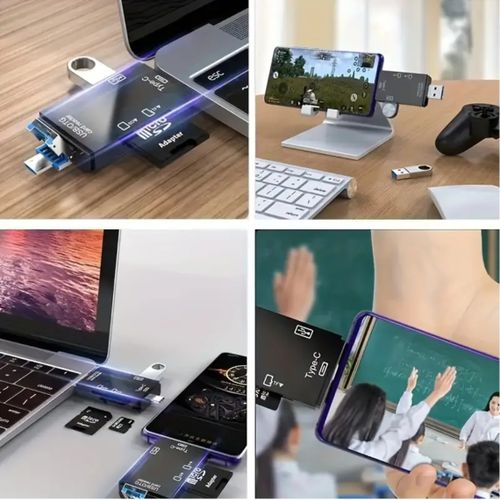 L 6 in 1 OTG Type C Card Reader USB 2.0 TF Micro SD Smart Memory Flash Drive Adapter Micro Phone Accessories Multifunction Card Reader