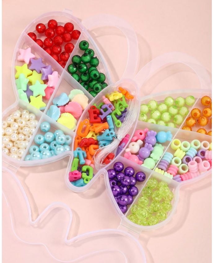 Kids DIY Jewelry Making Kit – Colorful Bead Bracelet & Necklace Set with Butterfly Storage Box | Creative Craft Kit for Girls & Boys