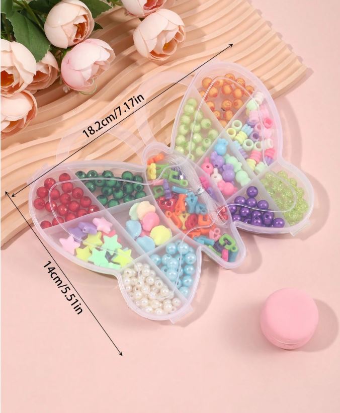 Kids DIY Jewelry Making Kit – Colorful Bead Bracelet & Necklace Set with Butterfly Storage Box | Creative Craft Kit for Girls & Boys