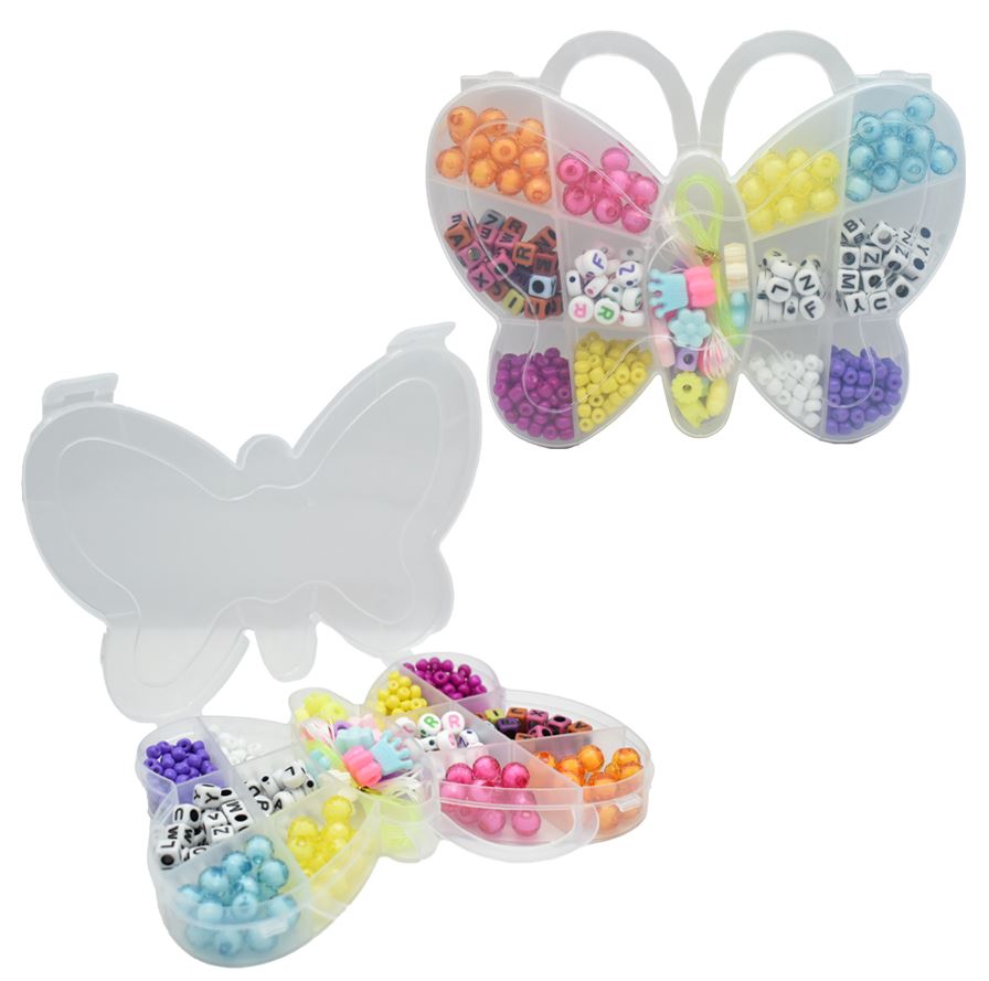 Kids DIY Jewelry Making Kit – Colorful Bead Bracelet & Necklace Set with Butterfly Storage Box | Creative Craft Kit for Girls & Boys
