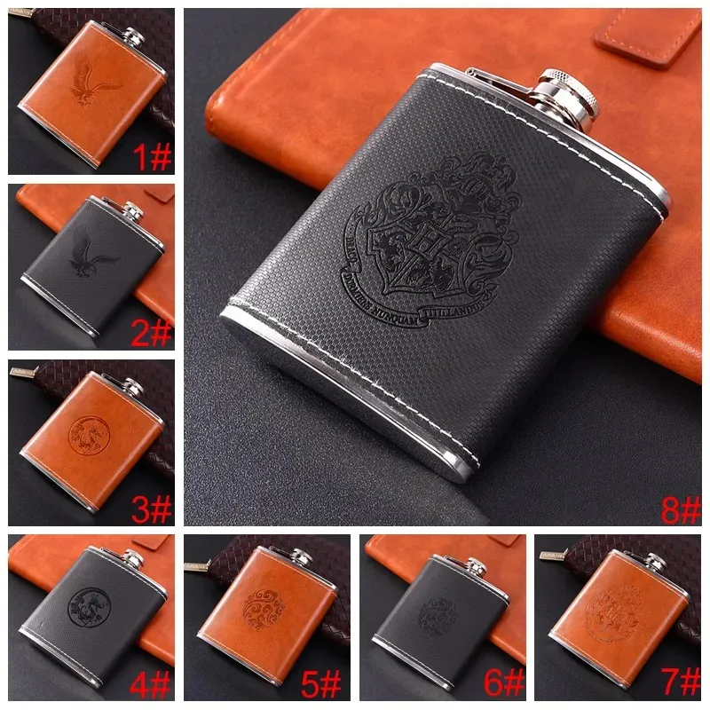 Stainless Steel Hip Flask Set with Leather Cover | Portable Pocket Liquor Whiskey Bottle with Funnel & Shot Cups | Leakproof Travel Flask Gift for Men & Women