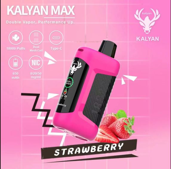 Kalyan Max 18000 Puffs Rechargeable Disposable Vape: a high-capacity, rechargeable disposable vape featuring a classic, sweet, and crisp shisha-style apple flavor.