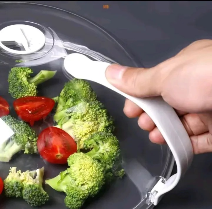 OFFER !!! OFFER !!!Microwave food cover high temperature splash-proof cover with handle washable transparent dust-proof with chef special handle