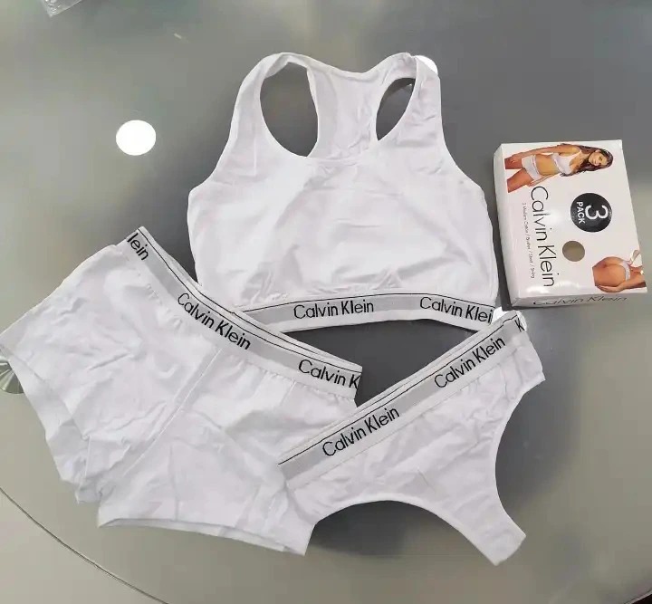 Calvin Klein 3-Piece Women's Underwear Set; Seamless Thong, Hotpant and Sportsbra - Sexy and Comfortable Ladies Briefs Lingerie