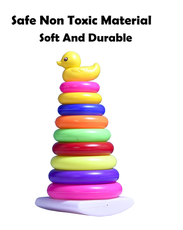 Rainbow Stacking Duck Tower Ring Toy – Colorful Educational Baby Shape Sorting Stacker Toy for Kids