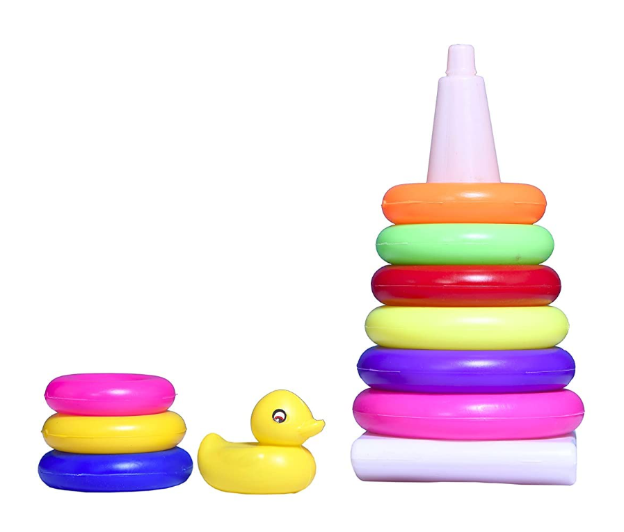 Rainbow Stacking Duck Tower Ring Toy – Colorful Educational Baby Shape Sorting Stacker Toy for Kids