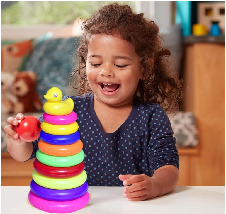 Rainbow Stacking Duck Tower Ring Toy – Colorful Educational Baby Shape Sorting Stacker Toy for Kids