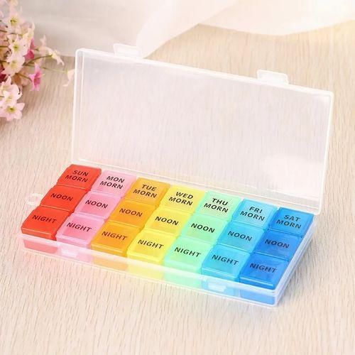 7 Days Multicolour  Portable Detachable  Pill Organiser, Versatile Set, Round Pill Box, Medicine Box, 7 Days, Durable Mini Dispenser Weekly, Small Tablets, Weekly Box for Medication, Vitamins