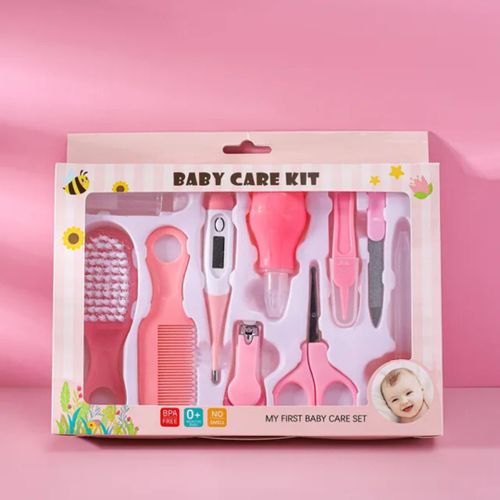 10 In 1 Portable Grooming Kit for New Born Baby - Baby toothbrush, Comb, Thermometer, Nail Clipper, Nasal Aspirator, Nail scissors, Tweezer, Nail File And Medicine dropper For Newborn,Infants,Toddlers