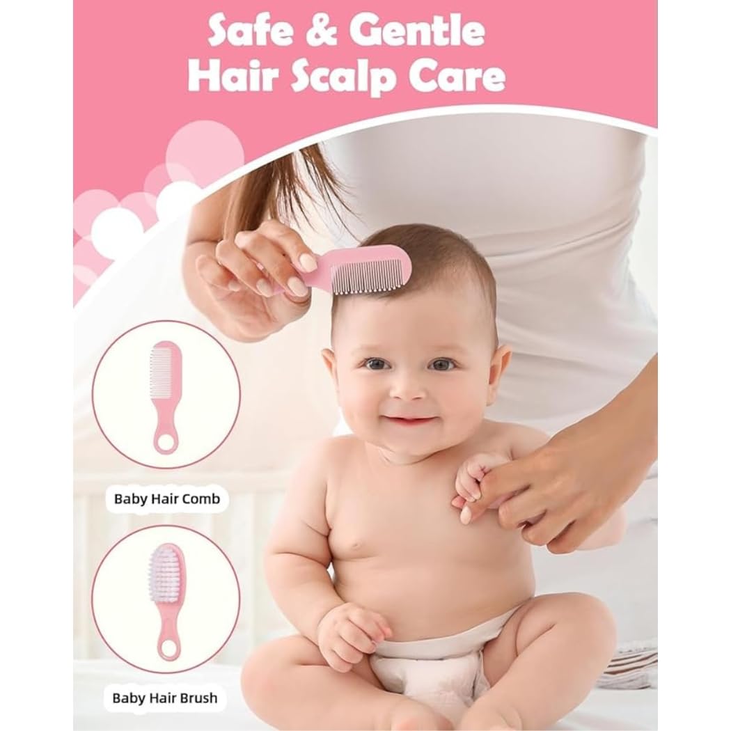 10 In 1 Portable Grooming Kit for New Born Baby - Baby toothbrush, Comb, Thermometer, Nail Clipper, Nasal Aspirator, Nail scissors, Tweezer, Nail File And Medicine dropper For Newborn,Infants,Toddlers