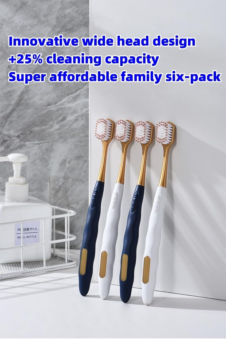 NORA Home 6PCS Soft Toothbrushes for Adults Medium Manual Wider Head Tooth Brush Good Cleaning Effect for Sensitive Teeth Oral Gum Recession
