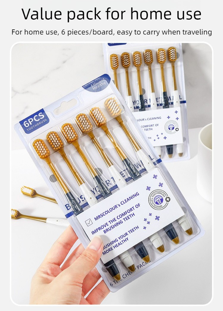 NORA Home 6PCS Soft Toothbrushes for Adults Medium Manual Wider Head Tooth Brush Good Cleaning Effect for Sensitive Teeth Oral Gum Recession