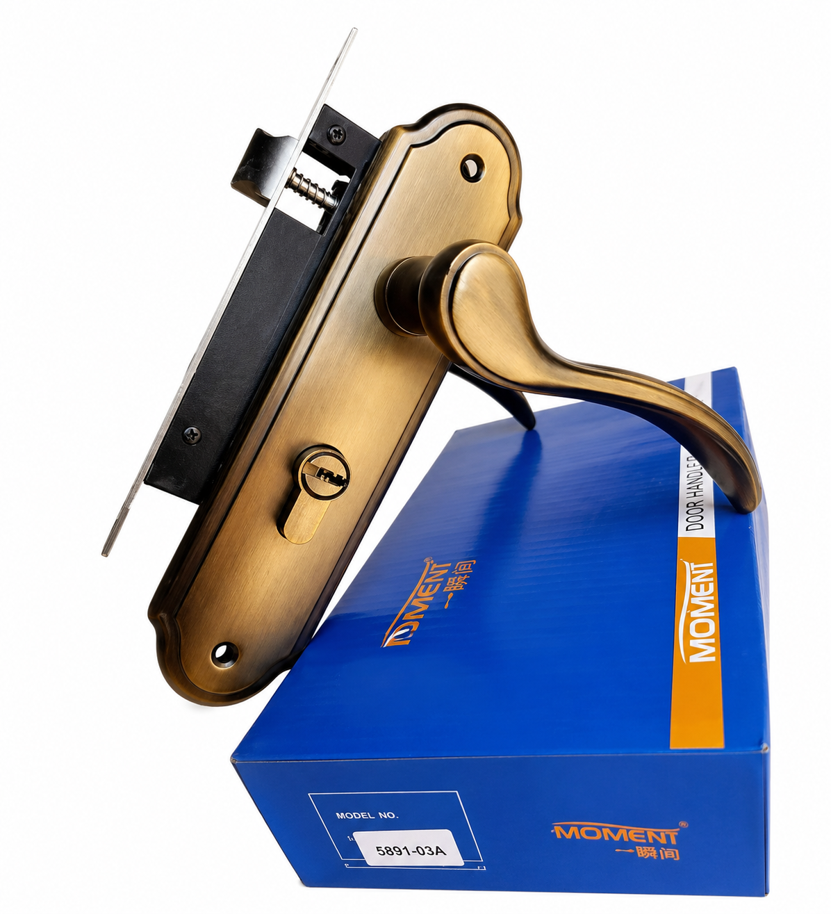 Heavy Duty Mortise Door Lock Handle Set – Antique Brass Finish with Keys – Secure Home & Office Lock