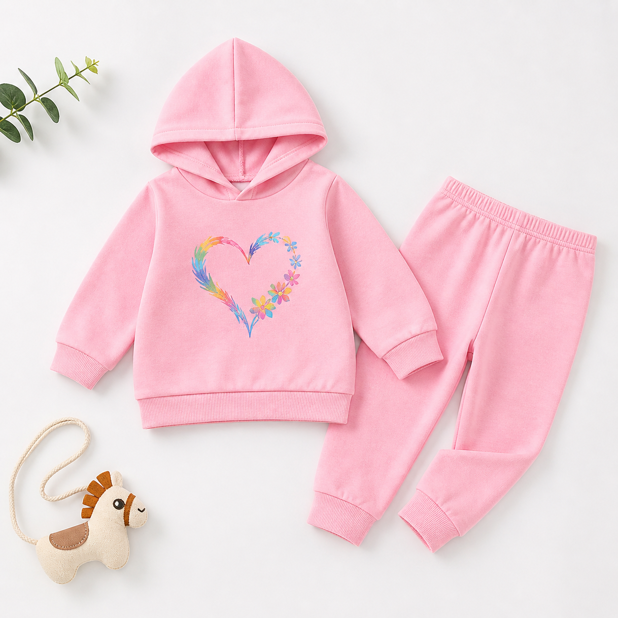 Baby Girl Pink Hoodie & Jogger Pants Set (12–18 Months)