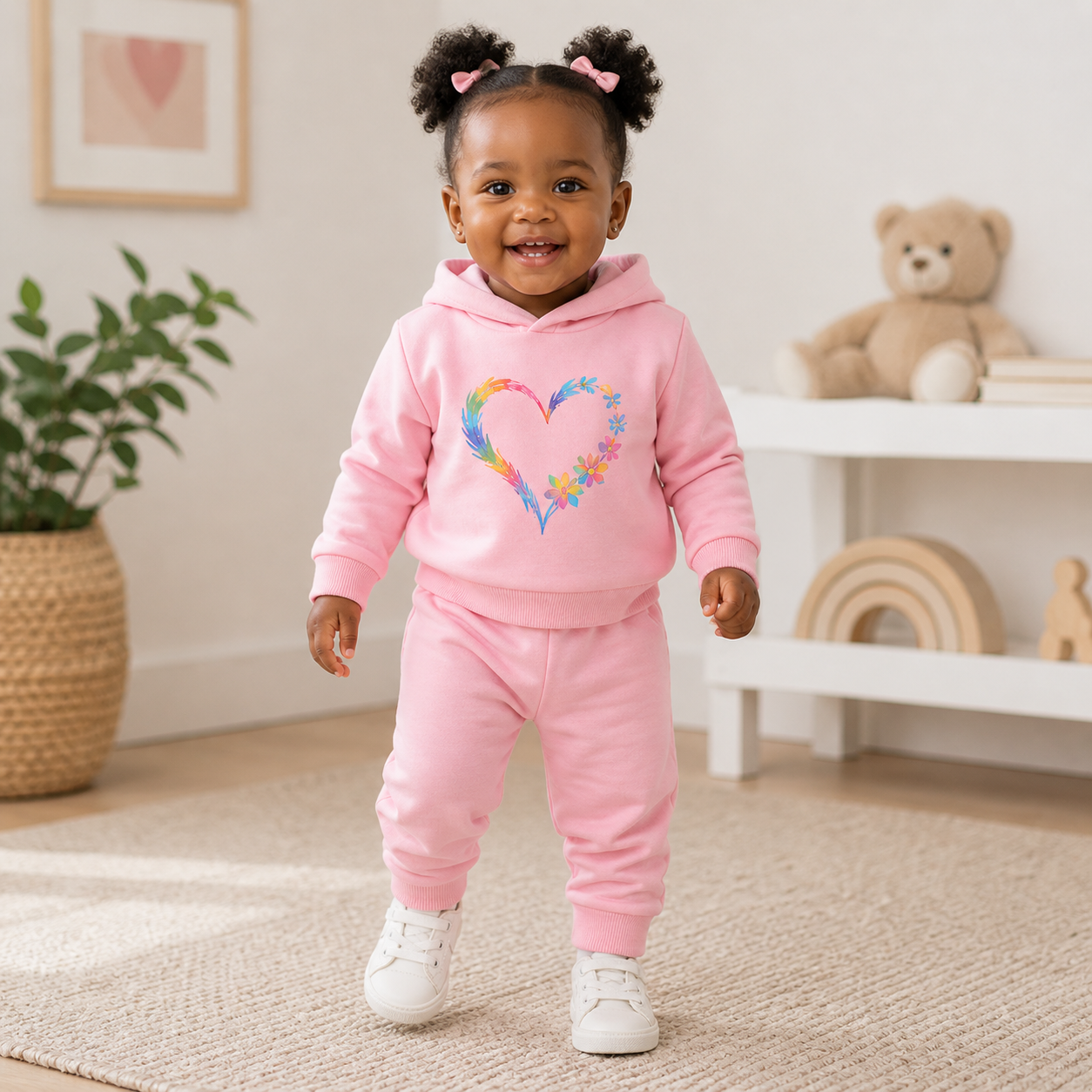 Baby Girl Pink Hoodie & Jogger Pants Set (12–18 Months)