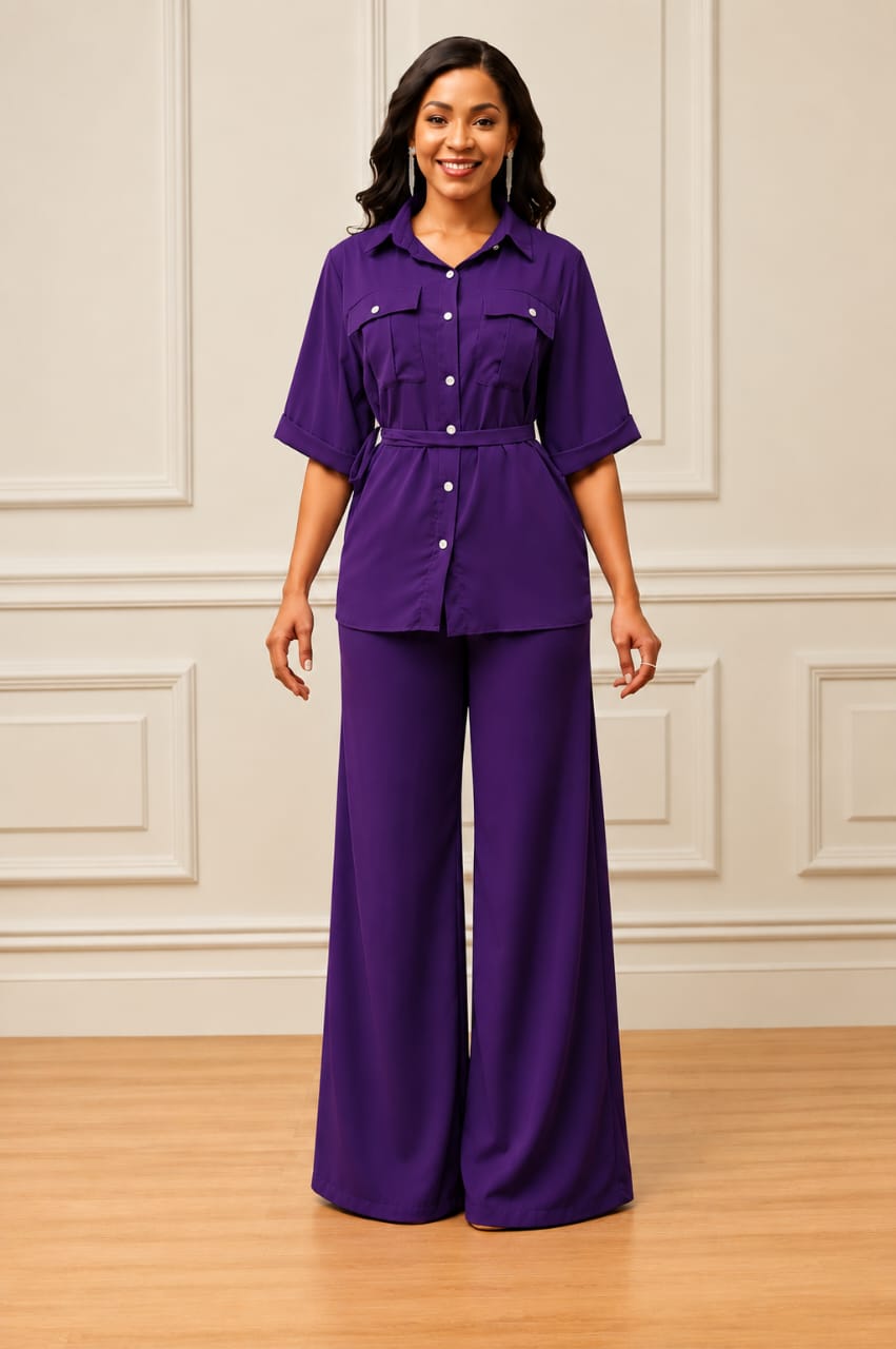 The Royal Grace Palazzo Co-Ord Set - Size M to 3XL — a sophisticated two-piece outfit designed for women who love comfort, class, and effortless style.