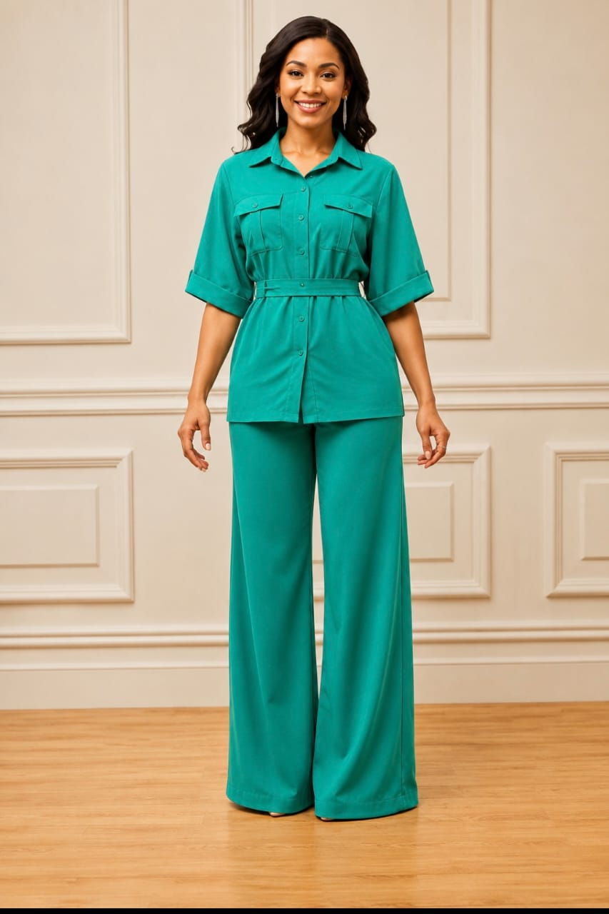 The Royal Grace Palazzo Co-Ord Set - Size M to 3XL — a sophisticated two-piece outfit designed for women who love comfort, class, and effortless style.