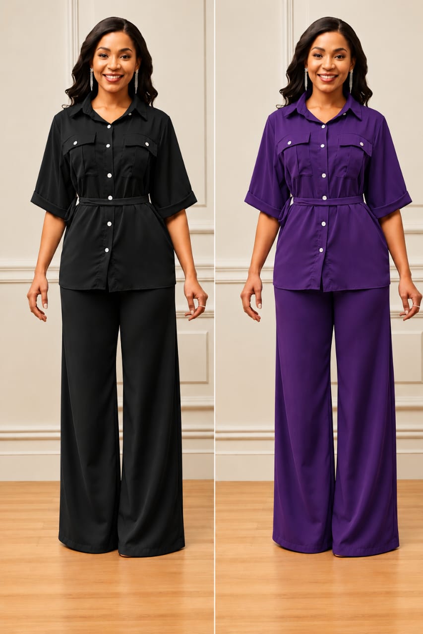 The Royal Grace Palazzo Co-Ord Set - Size M to 3XL — a sophisticated two-piece outfit designed for women who love comfort, class, and effortless style.