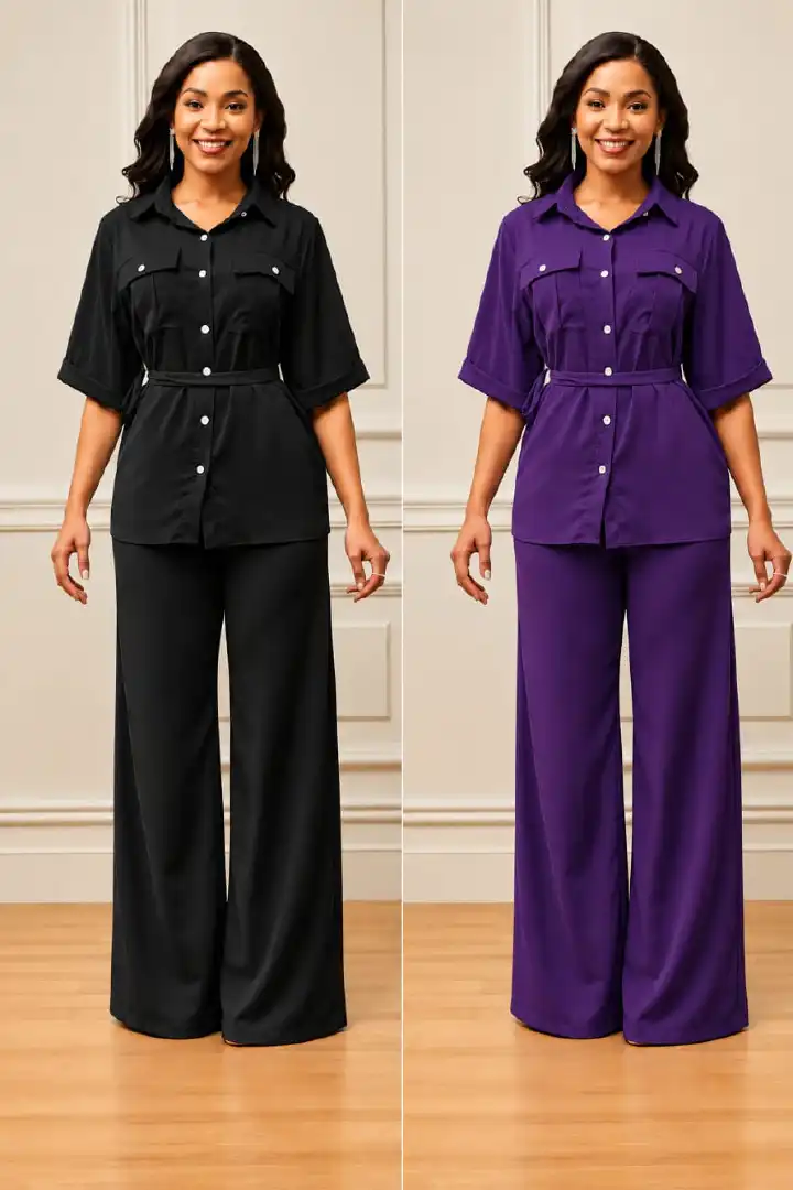 The Royal Grace Palazzo Co-Ord Set - Size M to 3XL — a sophisticated two-piece outfit designed for women who love comfort, class, and effortless style.